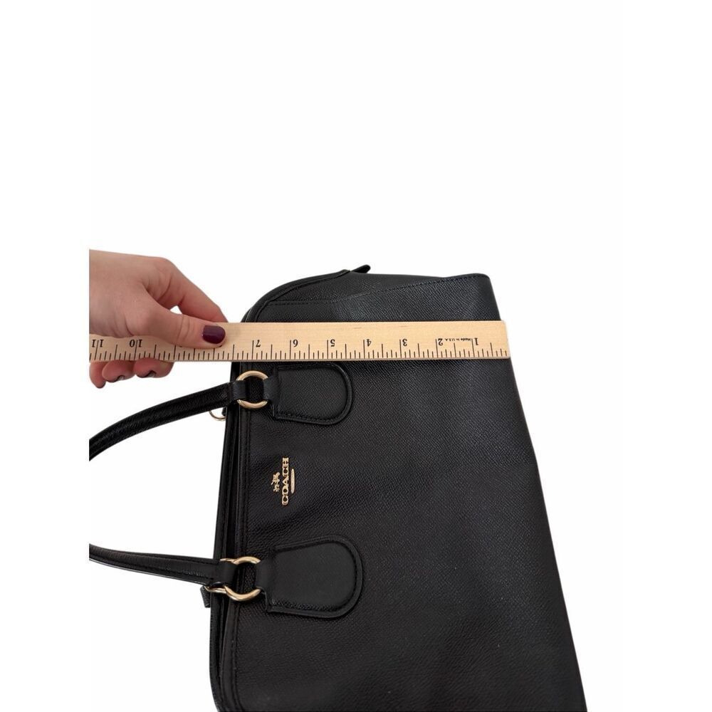 Coach Satchel Purse Bag Pebbled Leather Black - Picture 4 of 12